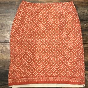 Orange floral midi skirt